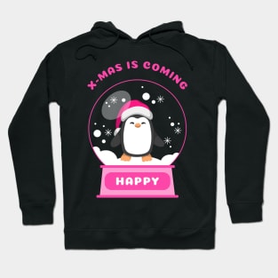 Xmas Is Coming Happy Penguin (Pink) Hoodie